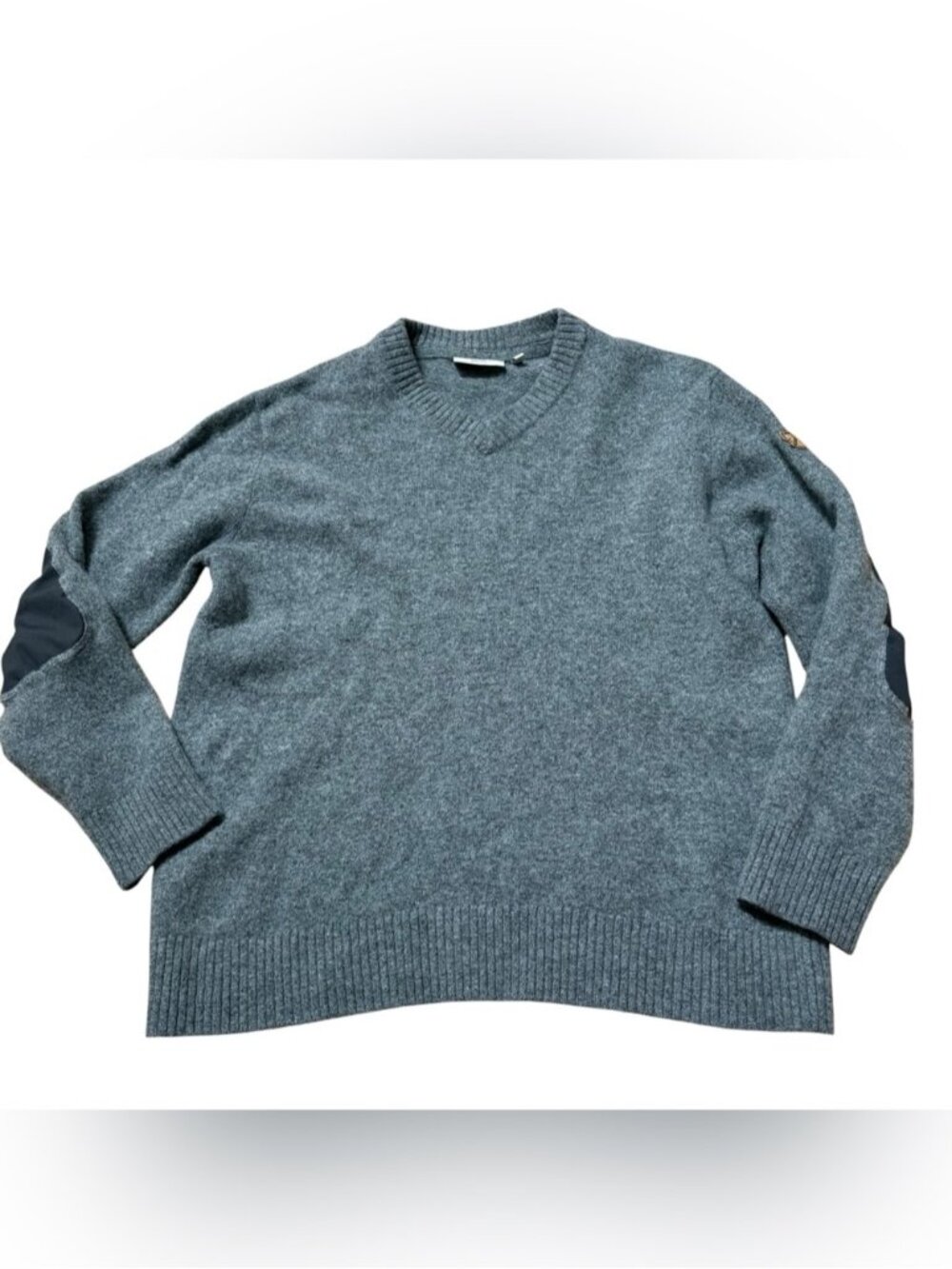 Fjallraven Ovik V Neck Wool Sweater Men Gray Size XXL